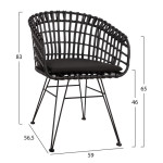 ΠΟΛΥΘΡΟΝΑ ΤΥΠΟΥ ΦΩΛΙΑ ΜΕΤΑΛΛΙΚΗ ALLEGRA HM5456.02 ΜΕ WICKER ΜΑΥΡΟ 59Χ5