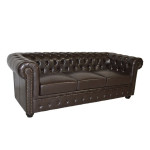 ΚΑΝΑΠΕΣ 3ΘΕΣΙΟΣ T.CHESTERFIELD HM3009.01 ΤΕΧΝΟΔΕΡΜΑ ΣΚΟΥΡΟ ΚΑΦΕ 208x90