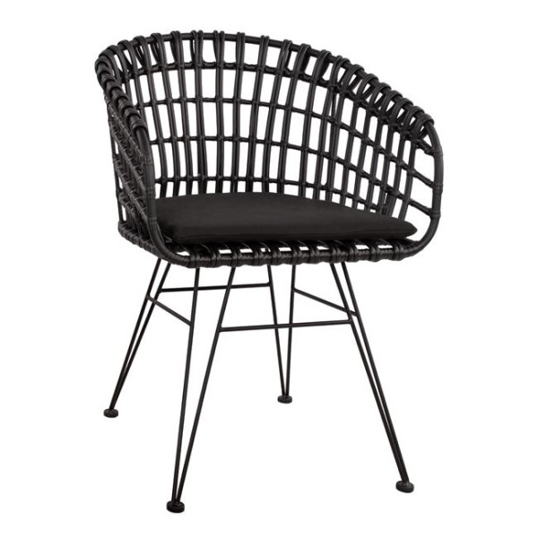 ΠΟΛΥΘΡΟΝΑ ΤΥΠΟΥ ΦΩΛΙΑ ΜΕΤΑΛΛΙΚΗ ALLEGRA HM5456.02 ΜΕ WICKER ΜΑΥΡΟ 59Χ5