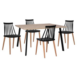 ΣΕΤ 5ΤΜΧ ΤΡΑΠΕΖΙ 140x80x76 cm SONAMA & ΚΑΡΕΚΛΕΣ VANESSA ΜΑΥΡΕΣ ΜΕΤΑΛΛΙ
