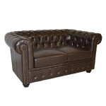 ΚΑΝΑΠΕΣ 2ΘΕΣΙΟΣ T.CHESTERFIELD HM3010.01 ΤΕΧΝΟΔΕΡΜΑ ΣΚΟΥΡΟ ΚΑΦΕ 155x90