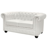 ΚΑΝΑΠΕΣ 2ΘΕΣΙΟΣ T.CHESTERFIELD HM3010.02 ΤΕΧΝΟΔΕΡΜΑ ΛΕΥΚΟ ΜΑΤ 155x90x7