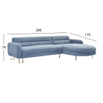ΚΑΝΑΠΕΣ ΓΩΝΙΑ ΑΝΑΣΤΡ. FLYER HM6072.06 MIST BLUE ΥΦΑΣΜΑ-ΜΕΤΑΛ.ΠΟΔΙΑ 285