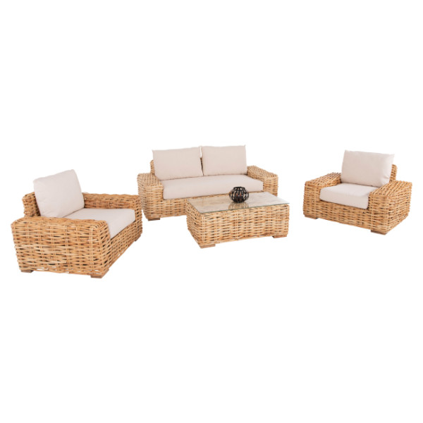ΣΕΤ ΣΑΛΟΝΙ 4ΤΜΧ TROPEL HM11940 ΦΥΣΙΚΟ RATTAN-2ΘΕΣΙΟΣ ΚΑΝΑΠΕΣ-2 ΠΟΛΥΘΡΟ
