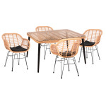 ΣΕΤ ΕΞΩΤ.ΧΩΡΟΥ 5ΤΜΧ ALLEGRA HM21027 ΣΕ ΜΠΕΖ & ΜΑΥΡΟ ΧΡΩΜΑ WICKER-ΜΕΤΑΛ