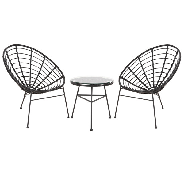 ΣΕΤ ΕΞΩΤΕΡΙΚΟΥ ΧΩΡΟΥ 3ΤΜΧ ALLEGRA HM21047.12 ΜΑΥΡΟ ΣΥΝΘ.RATTAN & ΜΕΤΑΛ