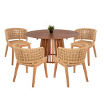 ΣΕΤ ΤΡΑΠΕΖΑΡΙΑΣ 5ΤΜΧ FARLEY HM21076.02 ΣΤΡΟΓΓΥΛΟ ΤΡΑΠΕΖΙ Φ150εκ. & 4 Κ