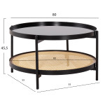 ΤΡΑΠΕΖΙ ΣΑΛΟΝΙΟΥ SEITZ HM18030 ΓΥΑΛΙ TOP-ΜΕΤΑΛΛΟ-RATTAN ΣΕ ΦΥΣΙΚΟ Φ80x
