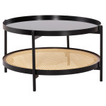 ΤΡΑΠΕΖΙ ΣΑΛΟΝΙΟΥ SEITZ HM18030 ΓΥΑΛΙ TOP-ΜΕΤΑΛΛΟ-RATTAN ΣΕ ΦΥΣΙΚΟ Φ80x