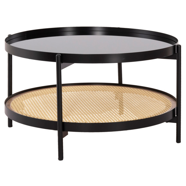 ΤΡΑΠΕΖΙ ΣΑΛΟΝΙΟΥ SEITZ HM18030 ΓΥΑΛΙ TOP-ΜΕΤΑΛΛΟ-RATTAN ΣΕ ΦΥΣΙΚΟ Φ80x