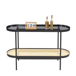 ΚΟΝΣΟΛΑ SEITZ HM18032 ΓΥΑΛΙ TOP-ΜΕΤΑΛΛΟ-RATTAN ΣΕ ΦΥΣΙΚΟ 120x43x76,5Υε