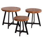 ΣΕΤ 3ΤΜΧ ΤΡΑΠΕΖΙΑ ΣΑΛΟΝΙΟΥ LUDETH HM18237 ΞΥΛΟ TEAK-ΜΕΤΑΛΛΟ Φ60-Φ50-Φ4