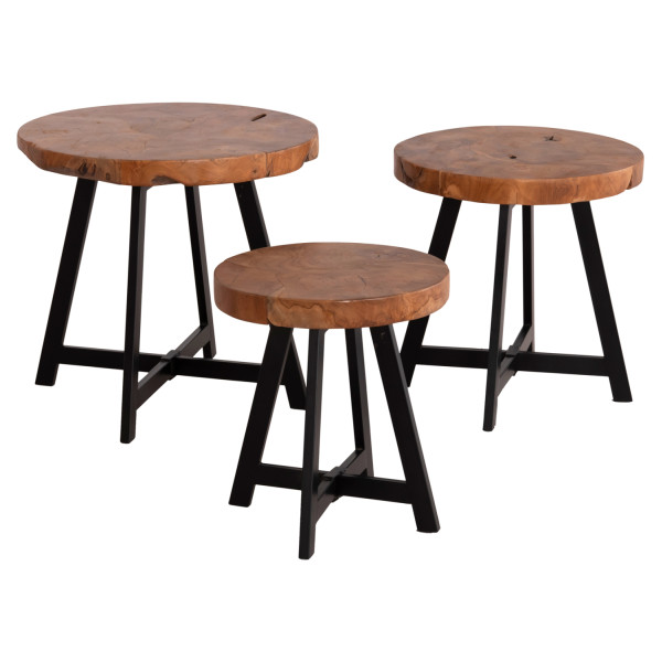 ΣΕΤ 3ΤΜΧ ΤΡΑΠΕΖΙΑ ΣΑΛΟΝΙΟΥ LUDETH HM18237 ΞΥΛΟ TEAK-ΜΕΤΑΛΛΟ Φ60-Φ50-Φ4