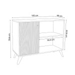 ΜΠΟΥΦΕΣ-ΚΟΝΣΟΛΑ ΜΕΛΑΜΙΝΗΣ KRUDEN HM9442.11 ΜΑΥΡΟ-ΦΥΣΙΚΟ 100x40x78.5Υεκ