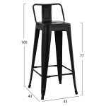 ΣΚΑΜΠΟ BAR ME ΠΛΑΤΗ ΜΕΤΑΛΛΙΚΟ MELITA-PRO HM8643.42 ΜΑΥΡΟ ΜΑΤ 42x42x100