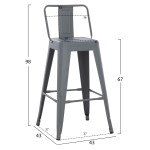 ΣΚΑΜΠΟ ΜΠΑΡ ΜΕΣΑΙΟΥ ΥΨΟΥΣ ΜΕΤΑΛΛΙΚΟ MELITA-PRO HM8574.50 ΓΚΡΙ 43x43x88