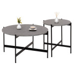 ΣΕΤ 2ΤΜΧ ΤΡΑΠΕΖΙΑ ΣΑΛΟΝΙΟΥ RONDA HM21089.01 MDF ΓΚΡΙ ΜΑΡΜΑΡΟ Φ80εκ & Φ