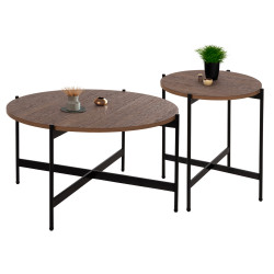 ΣΕΤ 2ΤΜΧ ΤΡΑΠΕΖΙΑ ΣΑΛΟΝΙΟΥ RONDA HM21089.03 MDF ΣΕ ΚΑΡΥΔΙ ΧΡΩΜΑ Φ80εκ