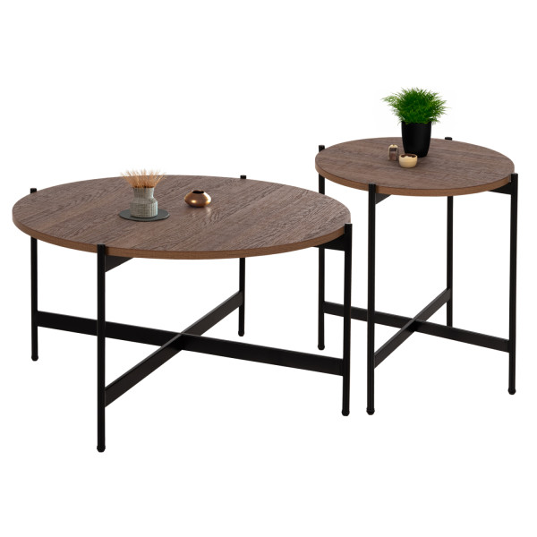 ΣΕΤ 2ΤΜΧ ΤΡΑΠΕΖΙΑ ΣΑΛΟΝΙΟΥ RONDA HM21089.03 MDF ΣΕ ΚΑΡΥΔΙ ΧΡΩΜΑ Φ80εκ