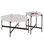 ΣΕΤ 2ΤΜΧ ΤΡΑΠΕΖΙΑ ΣΑΛΟΝΙΟΥ RONDA HM21089.04 MDF ΛΕΥΚΟ ΜΑΡΜΑΡΟ Φ80εκ &