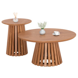 ΣΕΤ 2ΤΜΧ ΤΡΑΠΕΖΙΑ ΣΑΛΟΝΙΟΥ TALBERT HM21083 MDF ΦΥΣΙΚΟ ΞΥΛΟΥ Φ80εκ & Φ4