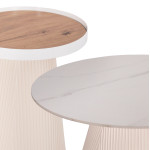 ΣΕΤ 2ΤΜΧ ΤΡΑΠΕΖΙΑ ΣΑΛΟΝΙΟΥ DUNCAN HM21082 MDF ΚΡΕΜ ΚΑΙ ΚΕΡΑΜΙΚΟ TOP Φ8