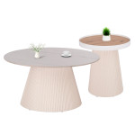 ΣΕΤ 2ΤΜΧ ΤΡΑΠΕΖΙΑ ΣΑΛΟΝΙΟΥ DUNCAN HM21082 MDF ΚΡΕΜ ΚΑΙ ΚΕΡΑΜΙΚΟ TOP Φ8