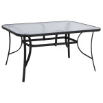 ΤΡΑΠΕΖΙ BRUNO 150X90Χ72Υεκ. ΜΕΤΑΛΛΙΚΟ ΜΑΥΡΟ ΜΕ ΓΥΑΛΙΝΗ ΕΠΙΦΑΝΕΙΑ HM514