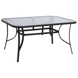 ΤΡΑΠΕΖΙ BRUNO 150X90Χ72Υεκ. ΜΕΤΑΛΛΙΚΟ ΜΑΥΡΟ ΜΕ ΓΥΑΛΙΝΗ ΕΠΙΦΑΝΕΙΑ HM514
