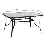 ΤΡΑΠΕΖΙ BRUNO 150X90Χ72Υεκ. ΜΕΤΑΛΛΙΚΟ ΜΑΥΡΟ ΜΕ ΓΥΑΛΙΝΗ ΕΠΙΦΑΝΕΙΑ HM514