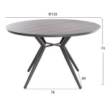 ΤΡΑΠΕΖΙ ΑΛΟΥΜΙΝΙΟΥ ΣΤΡΟΓΓΥΛΟ HIGER HM6290.01 ΓΚΡΙ Φ126x74Υεκ.