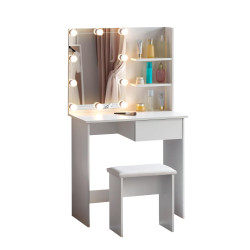 ΤΟΥΑΛΕΤΑ ΜΕ ΦΩΤΙΣΜΟ LED & ΡΑΦΙΑ LAURYN HM2501.03 ΜΕΛΑΜΙΝΗ ΣΕ ΛΕΥΚΟ 75x