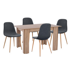 ΣΕΤ ΤΡΑΠΕΖΑΡΙΑΣ 5ΤΜΧ KELVIN HM21117 ΤΡΑΠΕΖΙ ΜΕ ΚΑΡΕΚΛΕΣ ΜΕΤΑΛΛΙΚΕΣ ΜΕ