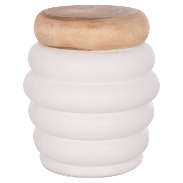 ΤΡΑΠΕΖΙ ΒΟΗΘΗΤΙΚΟ PUFFAT HM18172.02 FIBER CEMENT ΛΕΥΚΟ- ΞΥΛΟ TEAK TOP