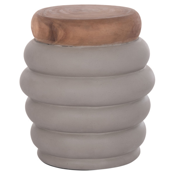 ΤΡΑΠΕΖΙ ΒΟΗΘΗΤΙΚΟ PUFFAT HM18172.03 FIBER CEMENT ΓΚΡΙ- ΞΥΛΟ TEAK TOP Φ