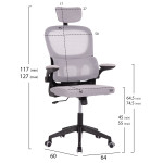 ΚΑΡΕΚΛΑ ΓΡΑΦΕΙΟΥ BASTON HM18236.02 ΓΚΡΙ MESH & ΜΑΥΡΟ PP ΣΚΕΛΕΤΟΣ 64x60