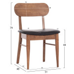 KΑΡΕΚΛΑ ΤΡΑΠΕΖΑΡΙΑΣ SEKOR HM9945.03 ΚΑΡΥΔΙ RUBBERWOOD-ΜΑΥΡΟ PU 51x48x7