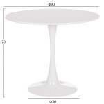 ΤΡΑΠΕΖΙ ΣΤΡΟΓΓΥΛΟ BROLIN HM18141.01 MDF TOP-ΒΑΣΗ ΜΕΤΑΛΛΙΚΗ--ΛΕΥΚΟ Φ90x