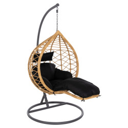 ΜΟΝΗ ΚΡΕΜΑΣΤΗ ΦΩΛΙΑ ME ΥΠΟΠΟΔΙΟ GRACIE HM5755.02 ΜΠΕΖ ΣΥΝΘ.RATTAN-ΓΚΡΙ