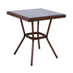 ΤΡΑΠΕΖΙ ΑΛΟΥΜΙΝΙΟΥ HARLOW 70X70X76  BAMBOO LOOK HM5568.03 ΚΑΦΕ ΜΕ ΓΥΑΛ
