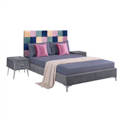 ΣΕΤ ΚΡΕΜΑΤΟΚΑΜΑΡΑΣ 3 ΤΜΧ ΒΕΛΟΥΔΟ ΓΚΡΙ COLOR PATTERN HM11261