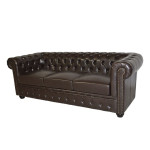 ΚΑΝΑΠΕΣ 3ΘΕΣΙΟΣ T.CHESTERFIELD HM3009.01 ΤΕΧΝΟΔΕΡΜΑ ΣΚΟΥΡΟ ΚΑΦΕ 208x90