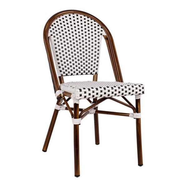 ΚΑΡΕΚΛΑ BISTRO ΑΛΟΥΜΙΝΙΟΥ BAMBOO LOOK ΜΕ ΛΕΥΚΟ-ΜΑΥΡΟ RATTAN HM5566.01