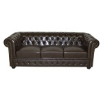 ΚΑΝΑΠΕΣ 3ΘΕΣΙΟΣ T.CHESTERFIELD HM3009.01 ΤΕΧΝΟΔΕΡΜΑ ΣΚΟΥΡΟ ΚΑΦΕ 208x90