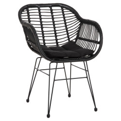 ΠΟΛΥΘΡΟΝΑ ΜΕ ΜΑΞΙΛΑΡΙ ΜΕΤΑΛΛΙΚΗ ALLEGRA HM5450.32 ΜΕ WICKER ΜΑΥΡΟ 58x5