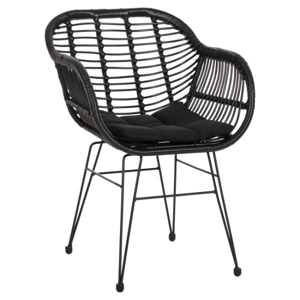 ΠΟΛΥΘΡΟΝΑ ΜΕ ΜΑΞΙΛΑΡΙ ΜΕΤΑΛΛΙΚΗ ALLEGRA HM5450.32 ΜΕ WICKER ΜΑΥΡΟ 58x5