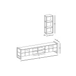 Σύνθετο σαλονιού PWF-0039 pakoworld  χρώμα καρυδί 184,5x35x45εκ