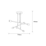 Φωτιστικό οροφής εξάφωτο PWL-0102 pakoworld Ε27 μαύρο Φ75x50εκ