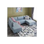 Πολυμορφικός καναπές κρεβάτι PWF-0534 pakoworld ύφασμα ανοικτό μπλε 300x202x78εκ