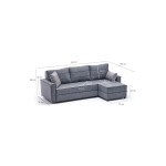 Γωνιακός καναπές κρεβάτι PWF-0524 pakoworld αριστερή γωνία ύφασμα σκούρο γκρι-καρυδί 242x145x88εκ
